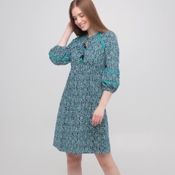 Boden Heidi Jersey Indian Ocean Fringe Dress Size 6 - Picture 2 of 12